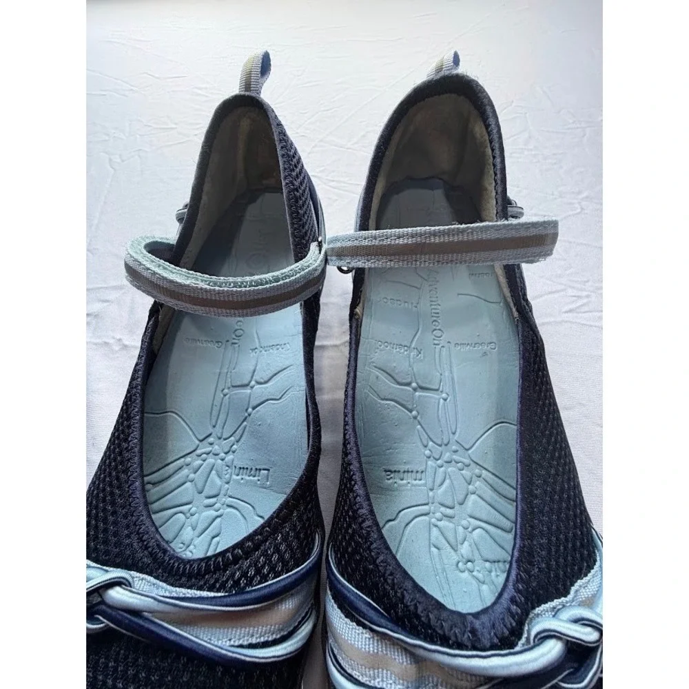 J-41 Adventure On Womens Navy Blue Mesh Mary Jane Sport Flats Shoes KP13MSY73 7M